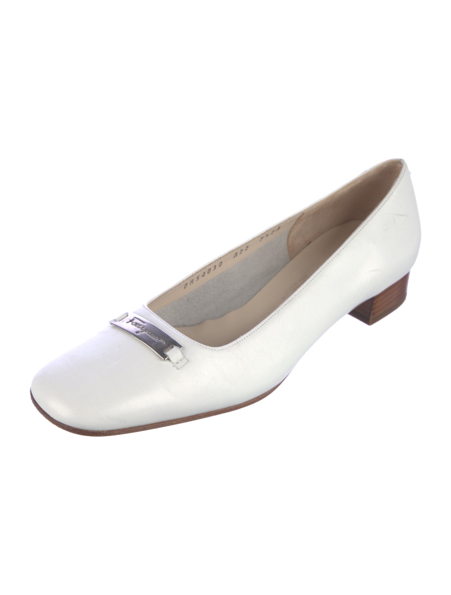Salvatore Ferragamo Leather Bow Accents Ballet Flats
