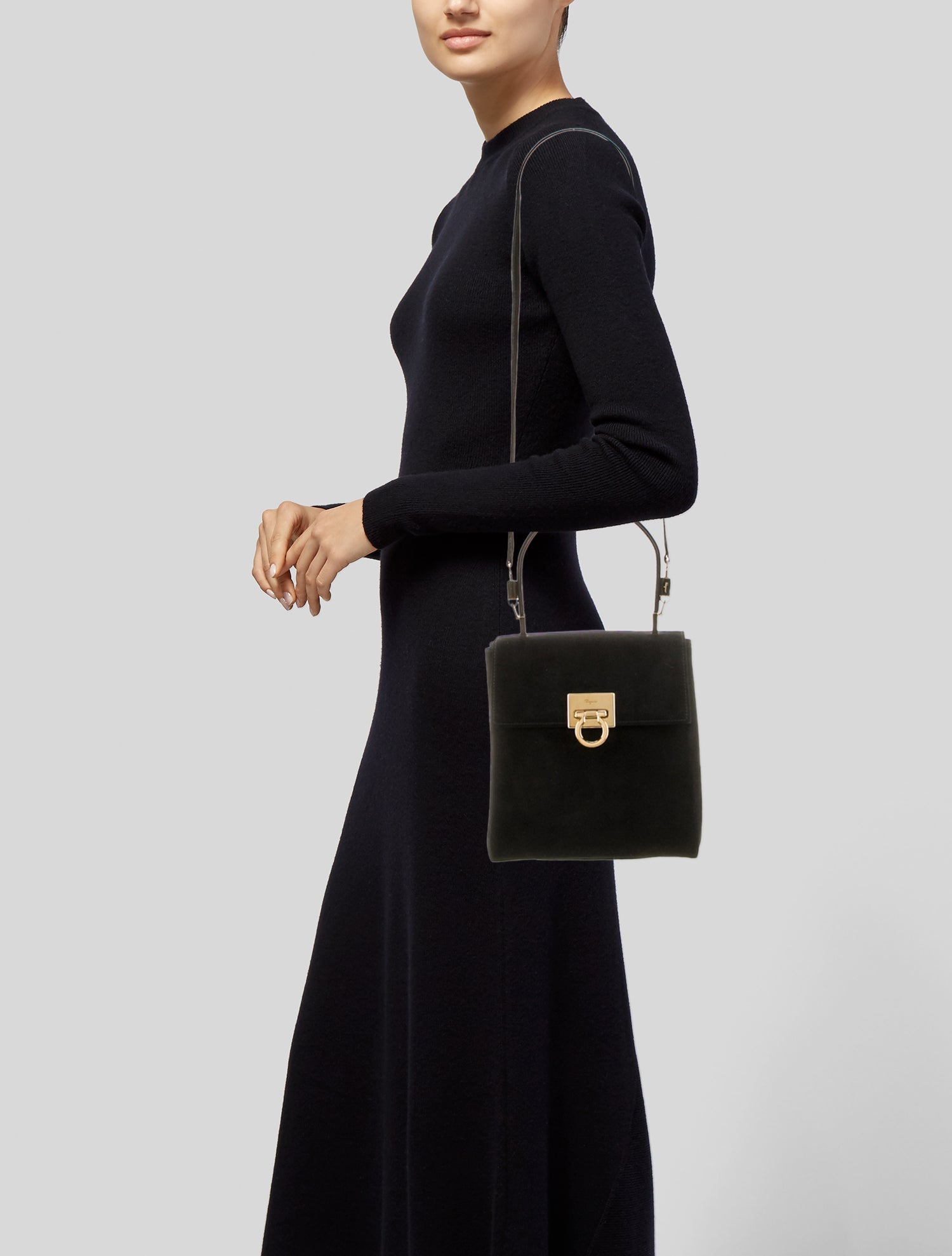 Salvatore Ferragamo Suede Top Handle Bag