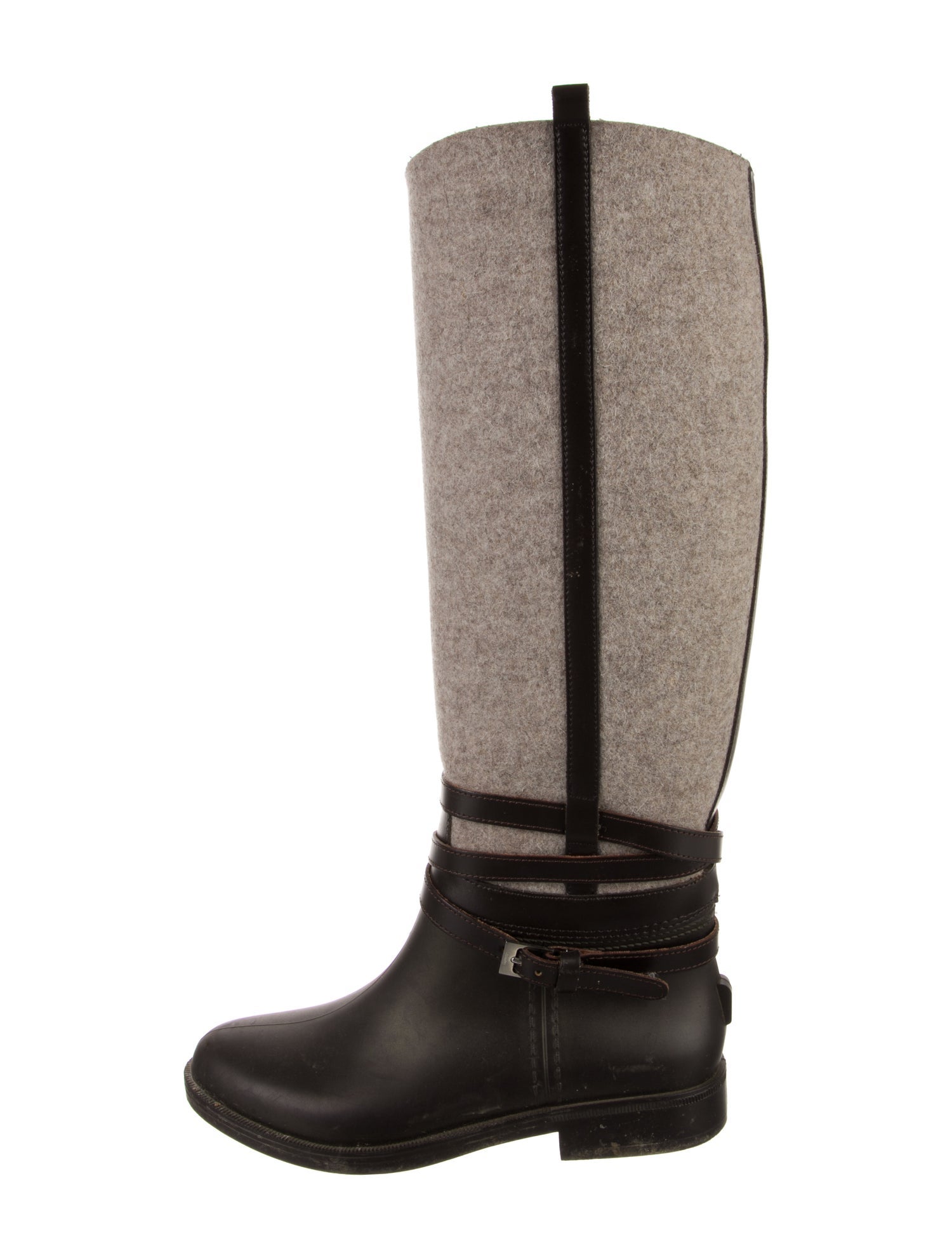 Salvatore Ferragamo Wool Colorblock Pattern Riding Boots
