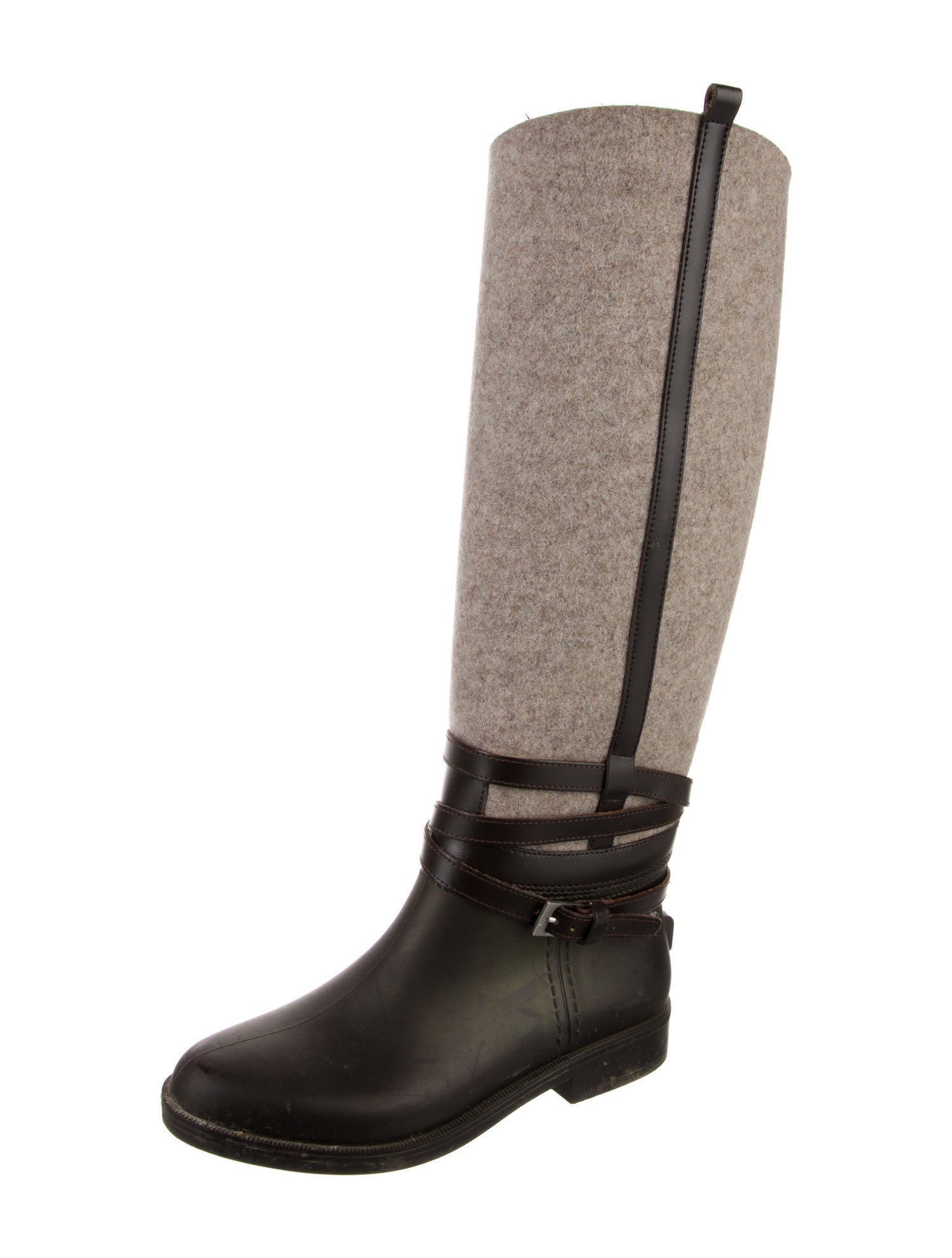 Salvatore Ferragamo Wool Colorblock Pattern Riding Boots