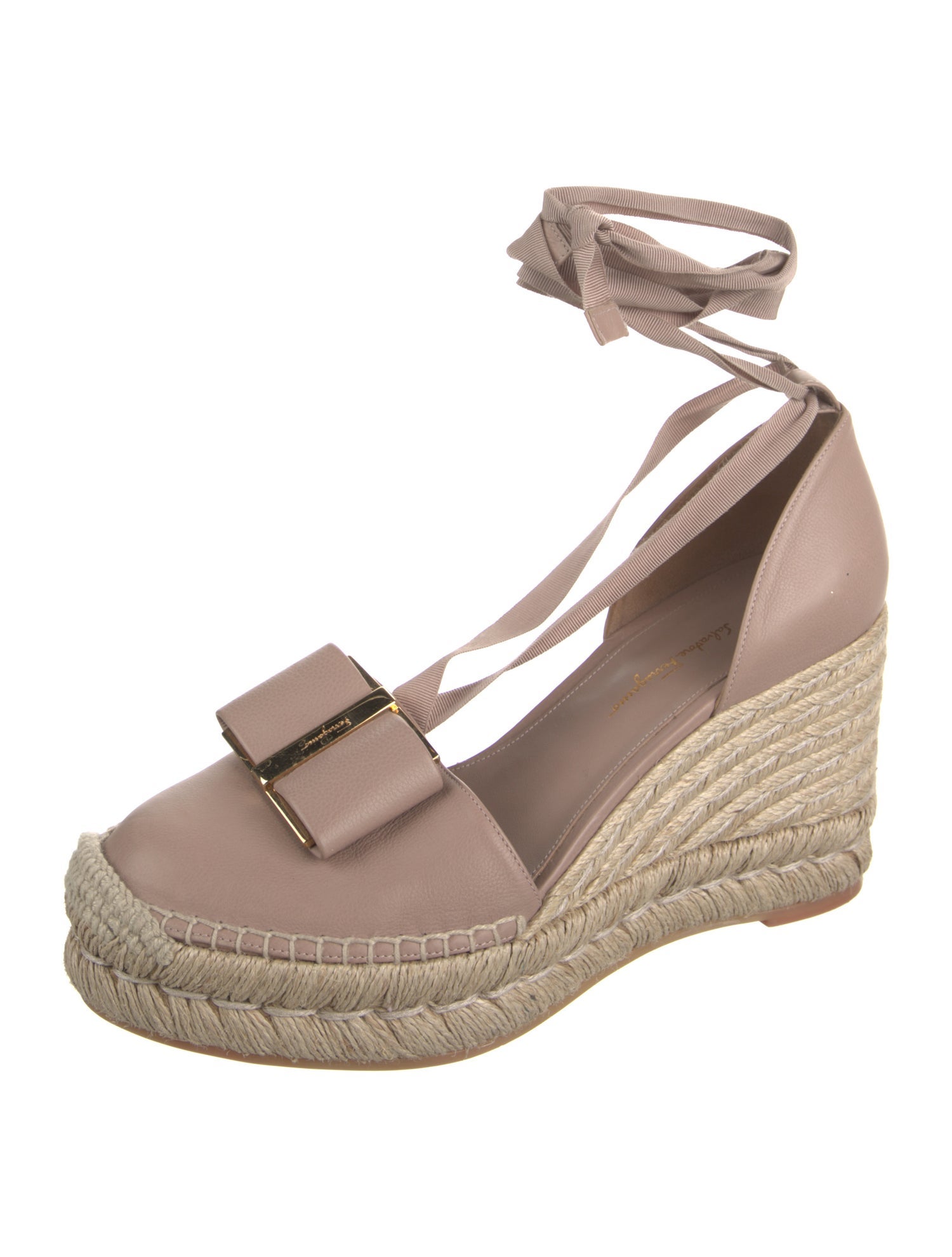 Salvatore Ferragamo Vara Bow Accent Leather Espadrilles