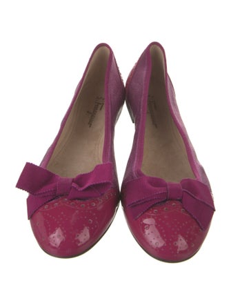 Salvatore Ferragamo Vara Bow Accent Patent Leather Ballet Flats