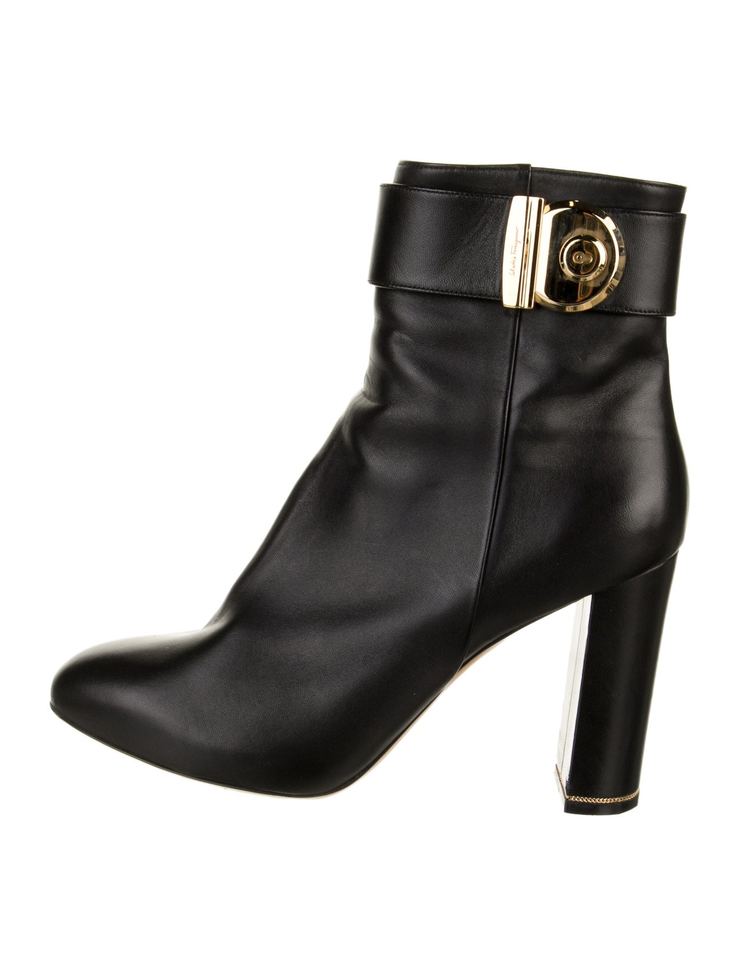 Salvatore Ferragamo Leather Chain-Link Accents Boots
