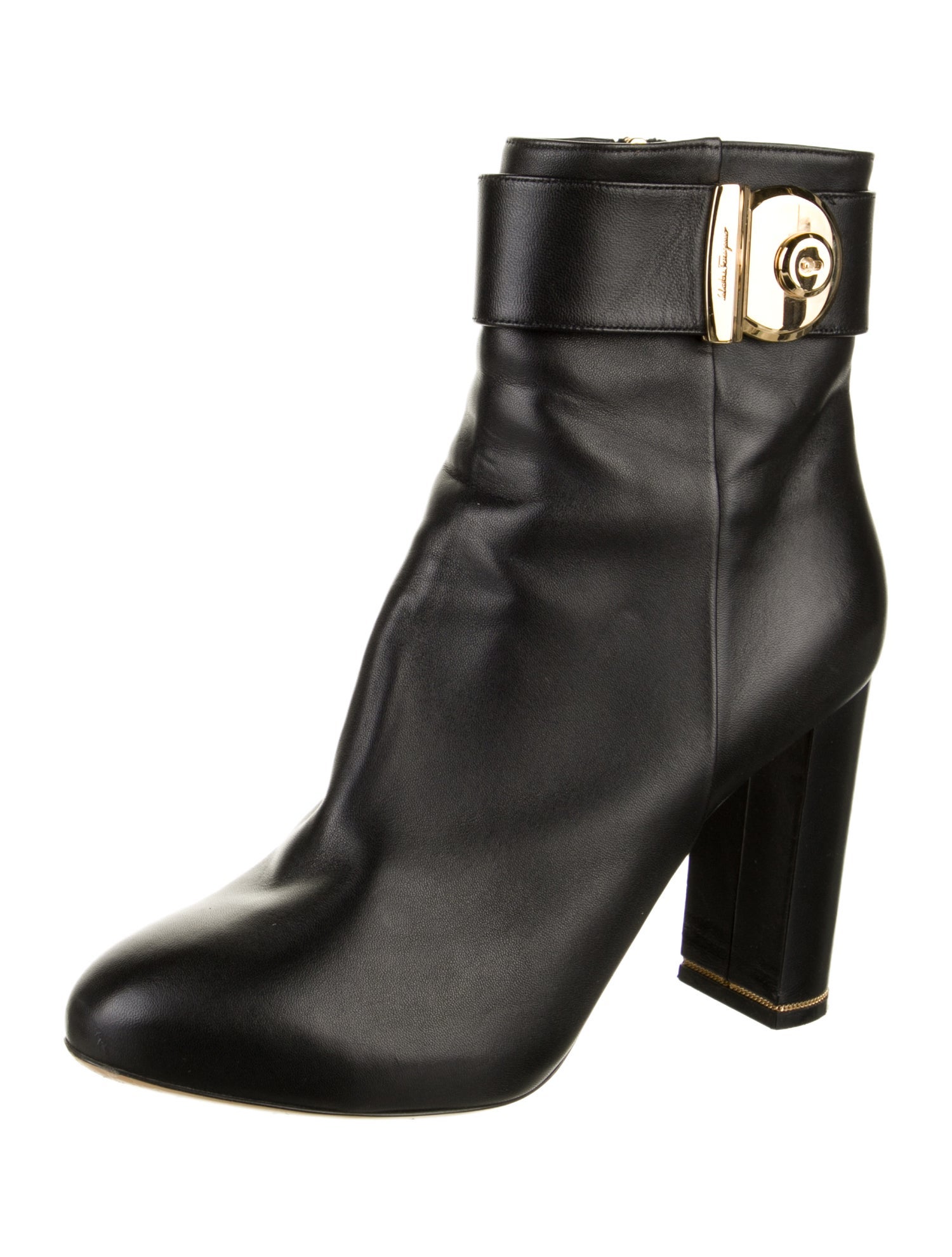 Salvatore Ferragamo Leather Chain-Link Accents Boots