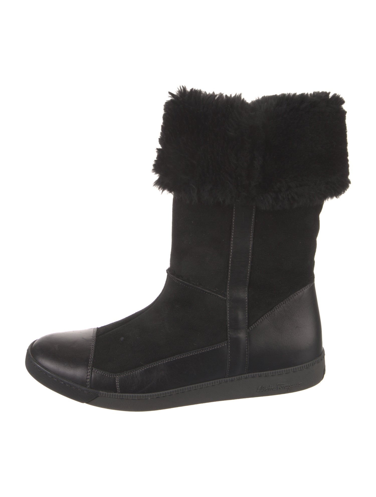 Salvatore Ferragamo Suede Leather Trim Embellishment Lace-Up Boots