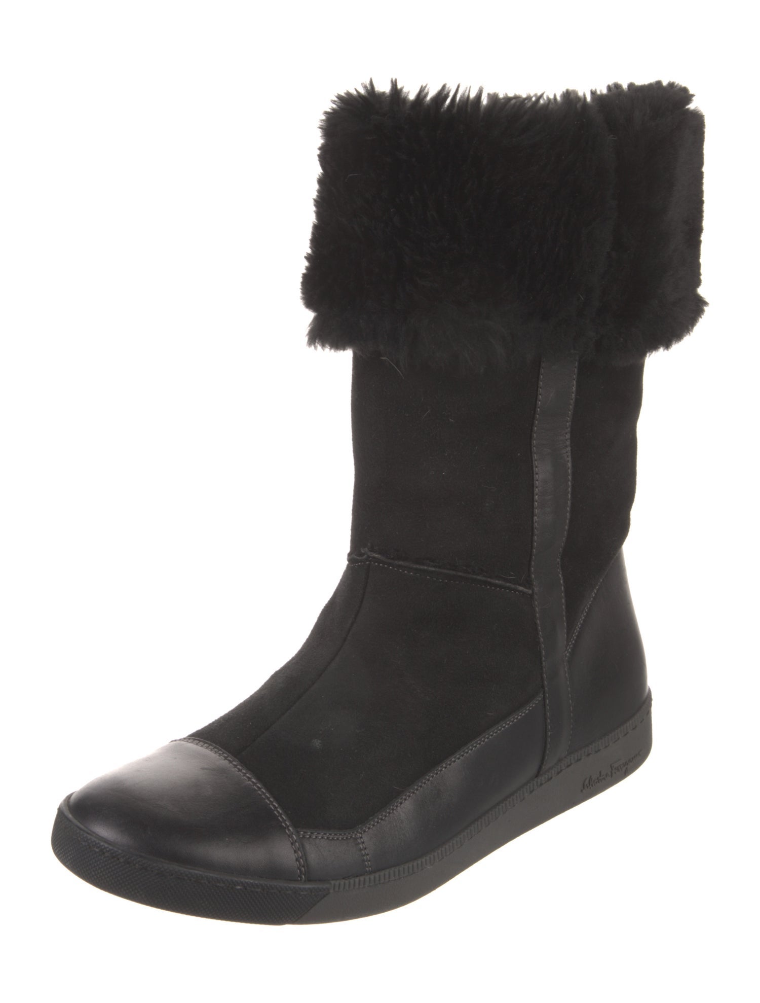 Salvatore Ferragamo Suede Leather Trim Embellishment Lace-Up Boots