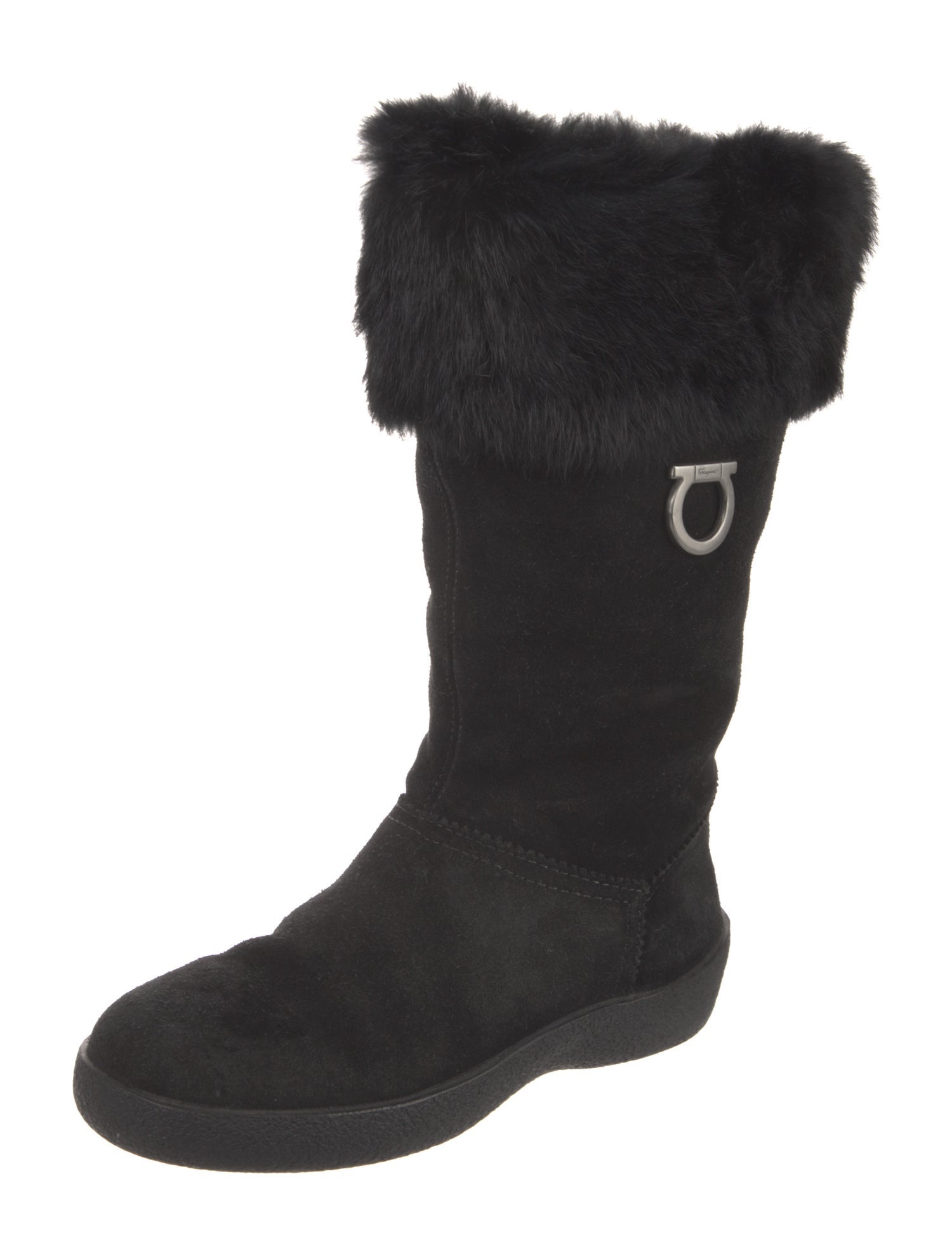 Salvatore Ferragamo Gancini Logo Suede Boots