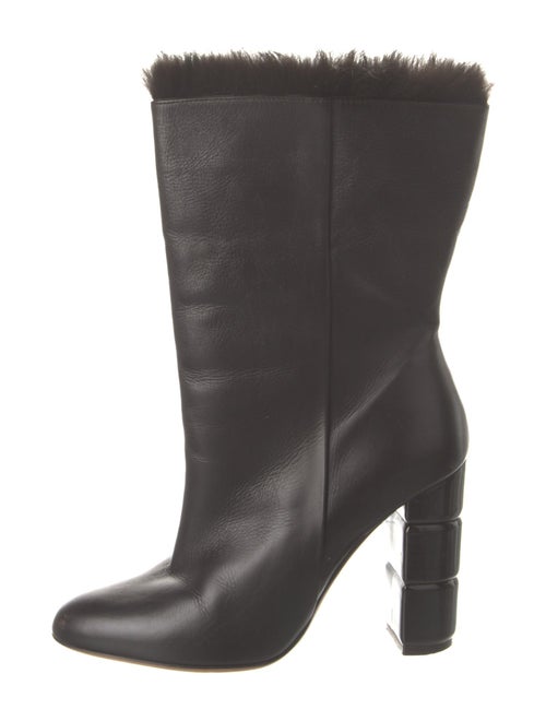 Salvatore Ferragamo Leather Fur Trim Boots