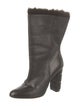 Salvatore Ferragamo Leather Fur Trim Boots