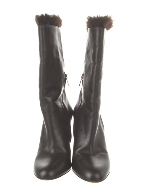 Salvatore Ferragamo Leather Fur Trim Boots