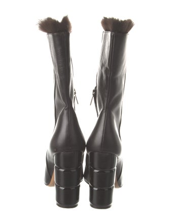 Salvatore Ferragamo Leather Fur Trim Boots