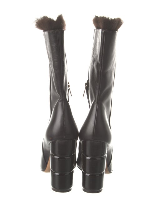 Salvatore Ferragamo Leather Fur Trim Boots