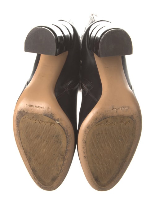 Salvatore Ferragamo Leather Fur Trim Boots