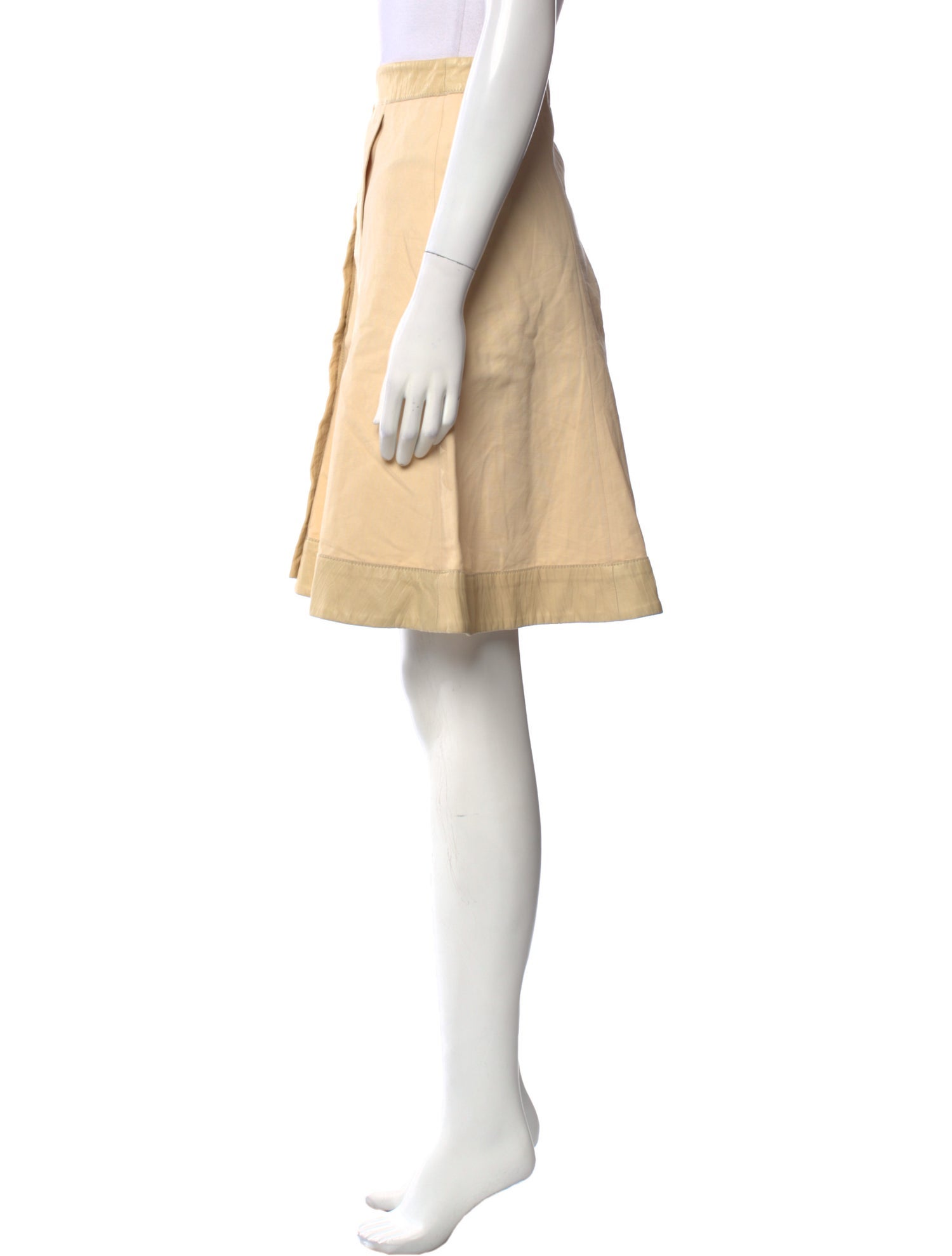 Salvatore Ferragamo Leather Trim Embellishment Knee-Length Skirt