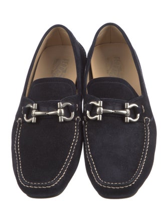 Salvatore Ferragamo Gancini Logo Suede Moccasins
