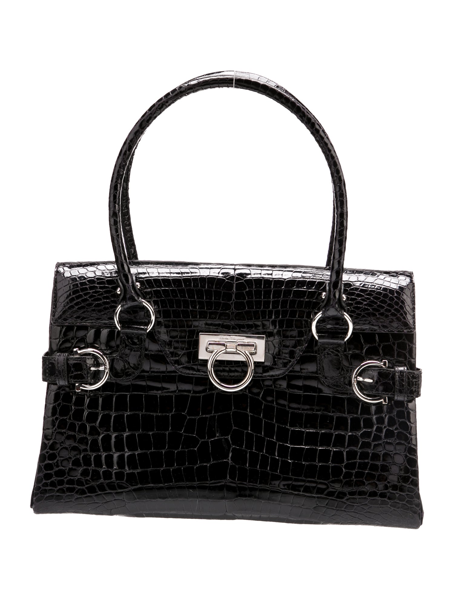 Salvatore Ferragamo Alligator Top Handle Bag