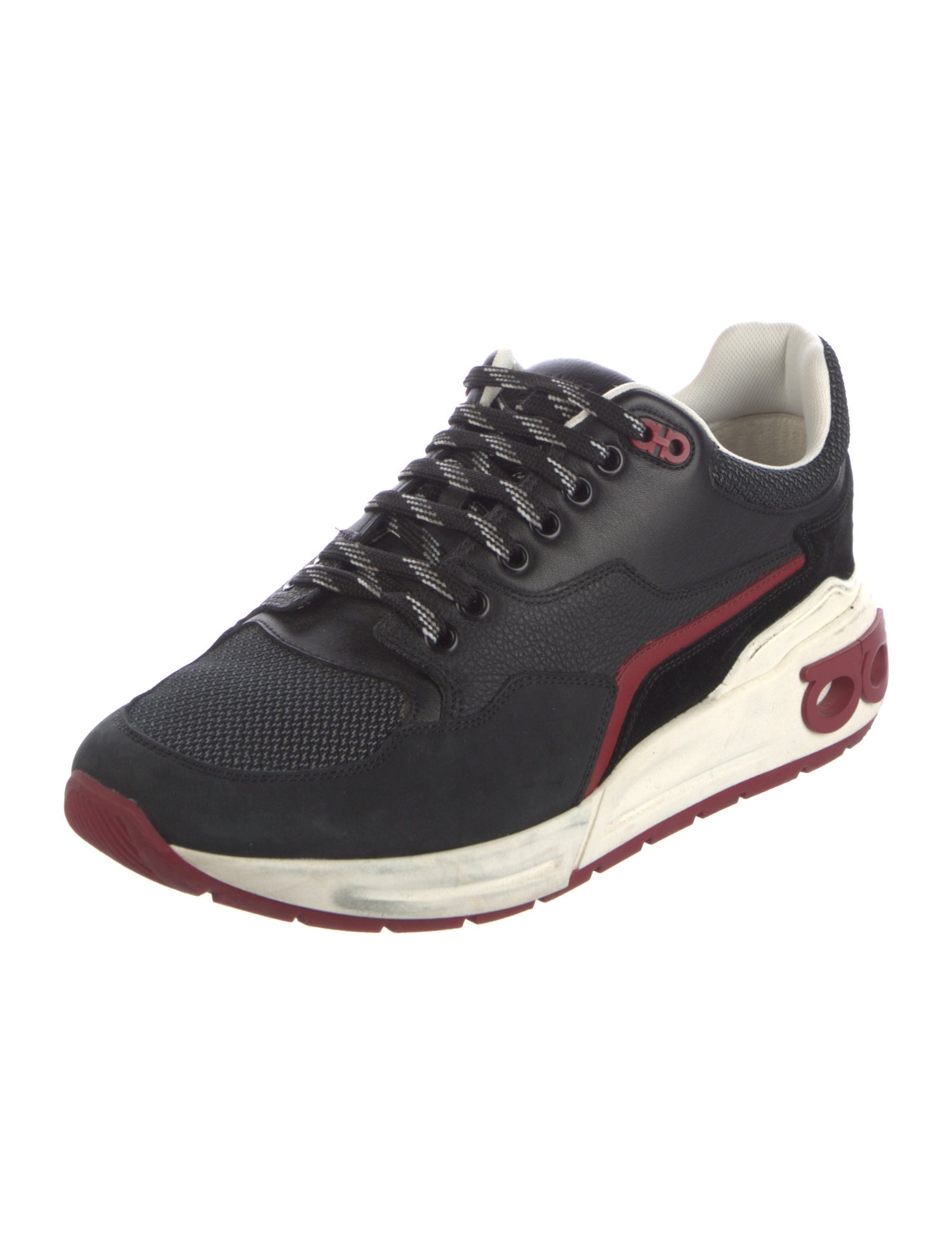 Salvatore Ferragamo Gancini Logo Leather Athletic Sneakers