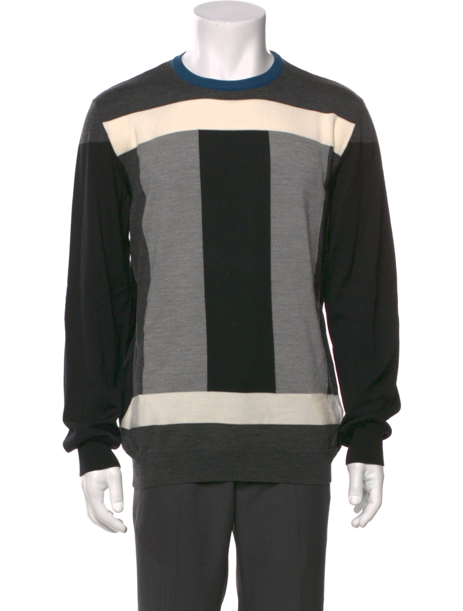 Salvatore Ferragamo Virgin Wool Colorblock Pattern Pullover