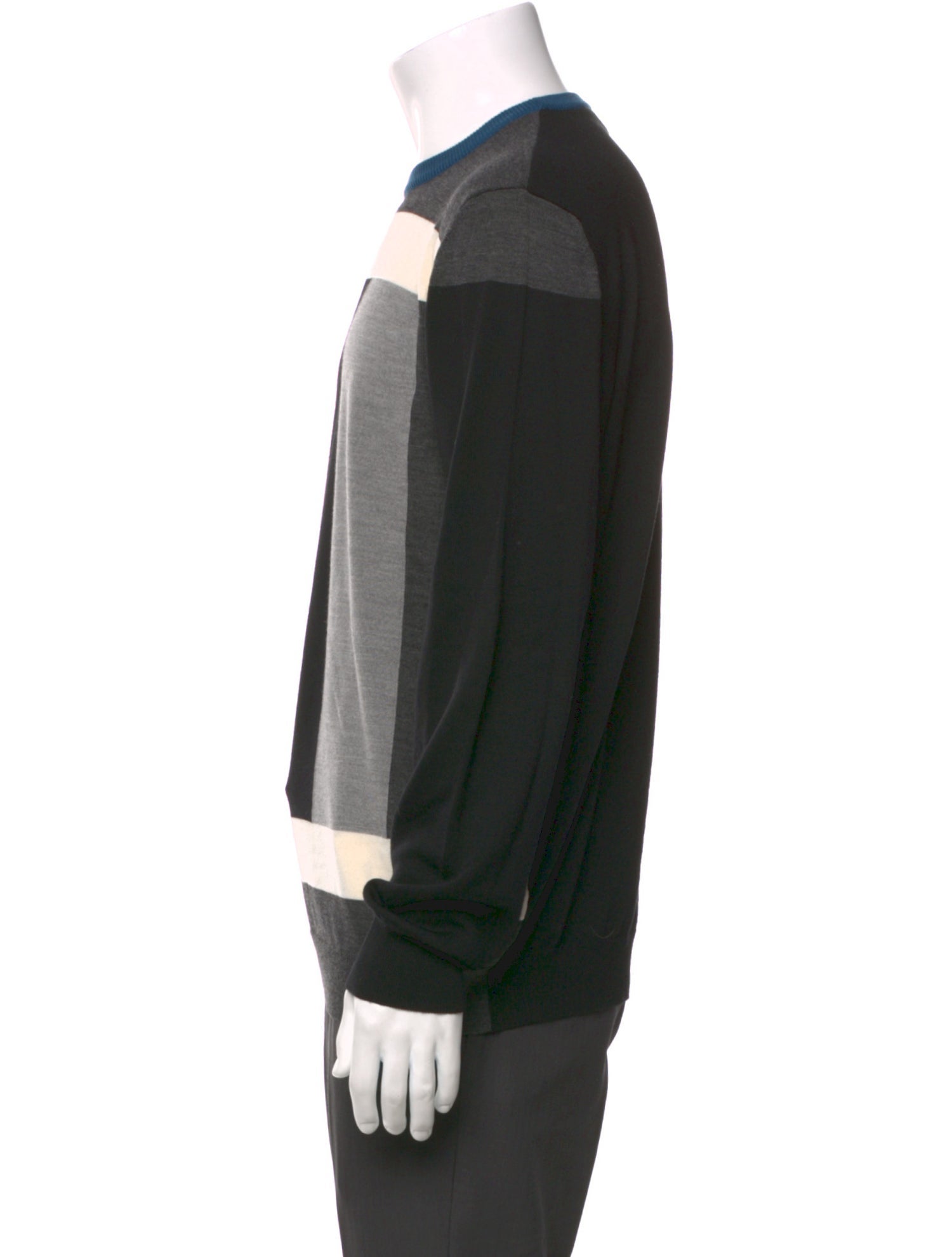 Salvatore Ferragamo Virgin Wool Colorblock Pattern Pullover