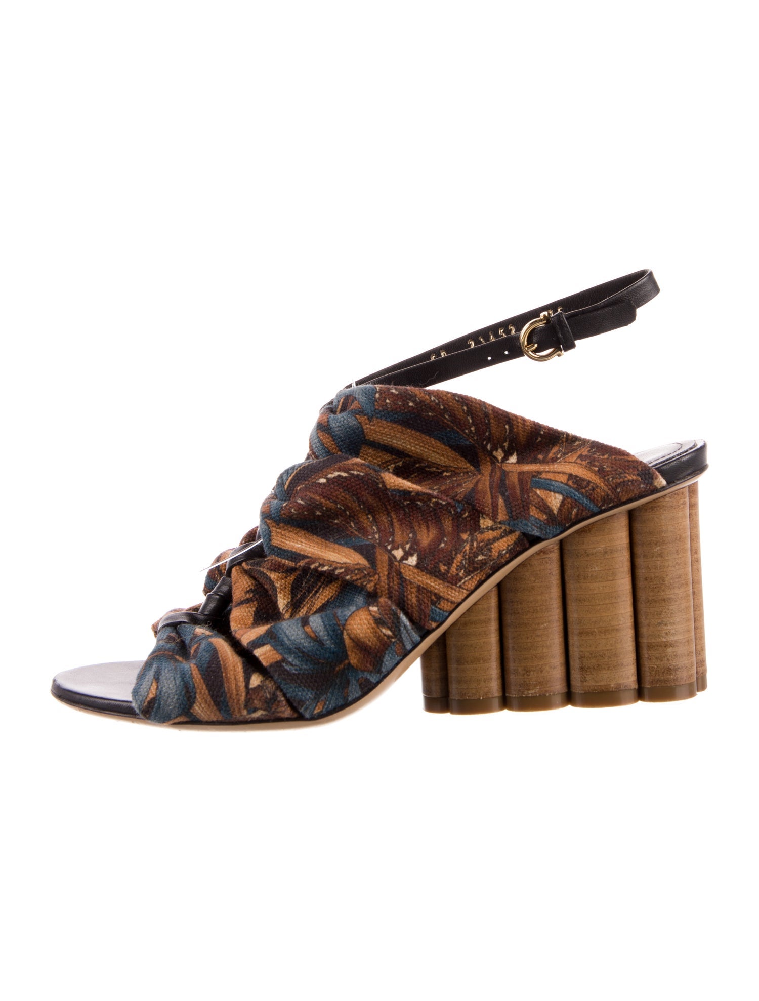 Salvatore Ferragamo Printed Pleated Accents Sandals