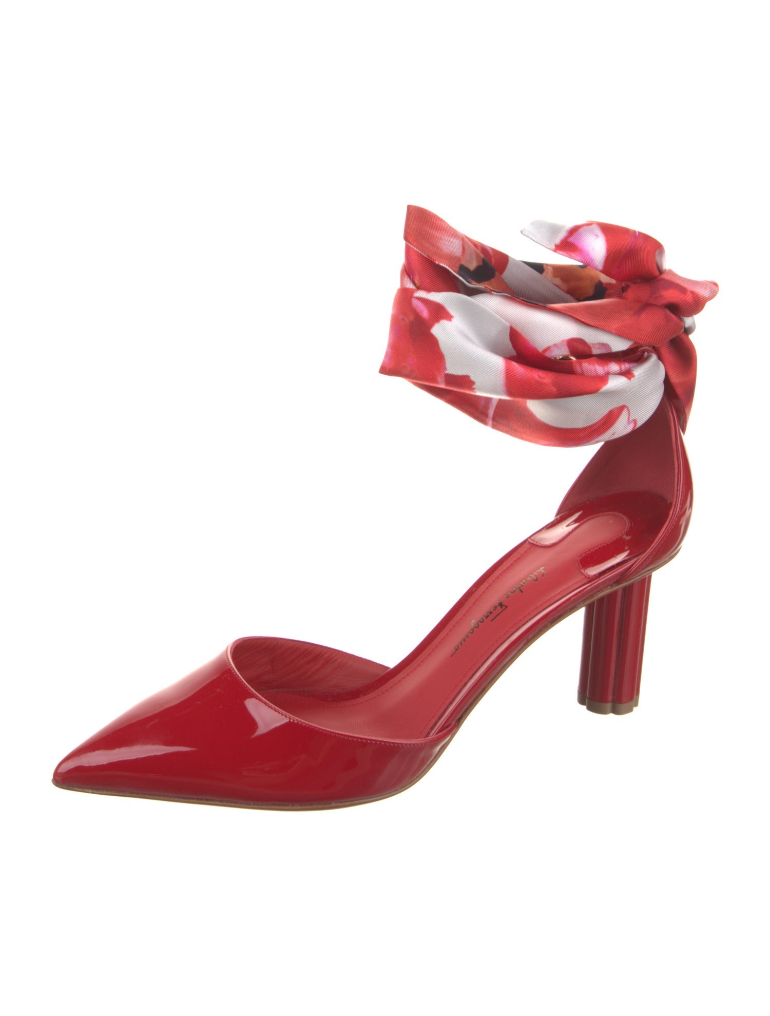 Salvatore Ferragamo Patent Leather Floral Print D'Orsay Pumps w/ Tags