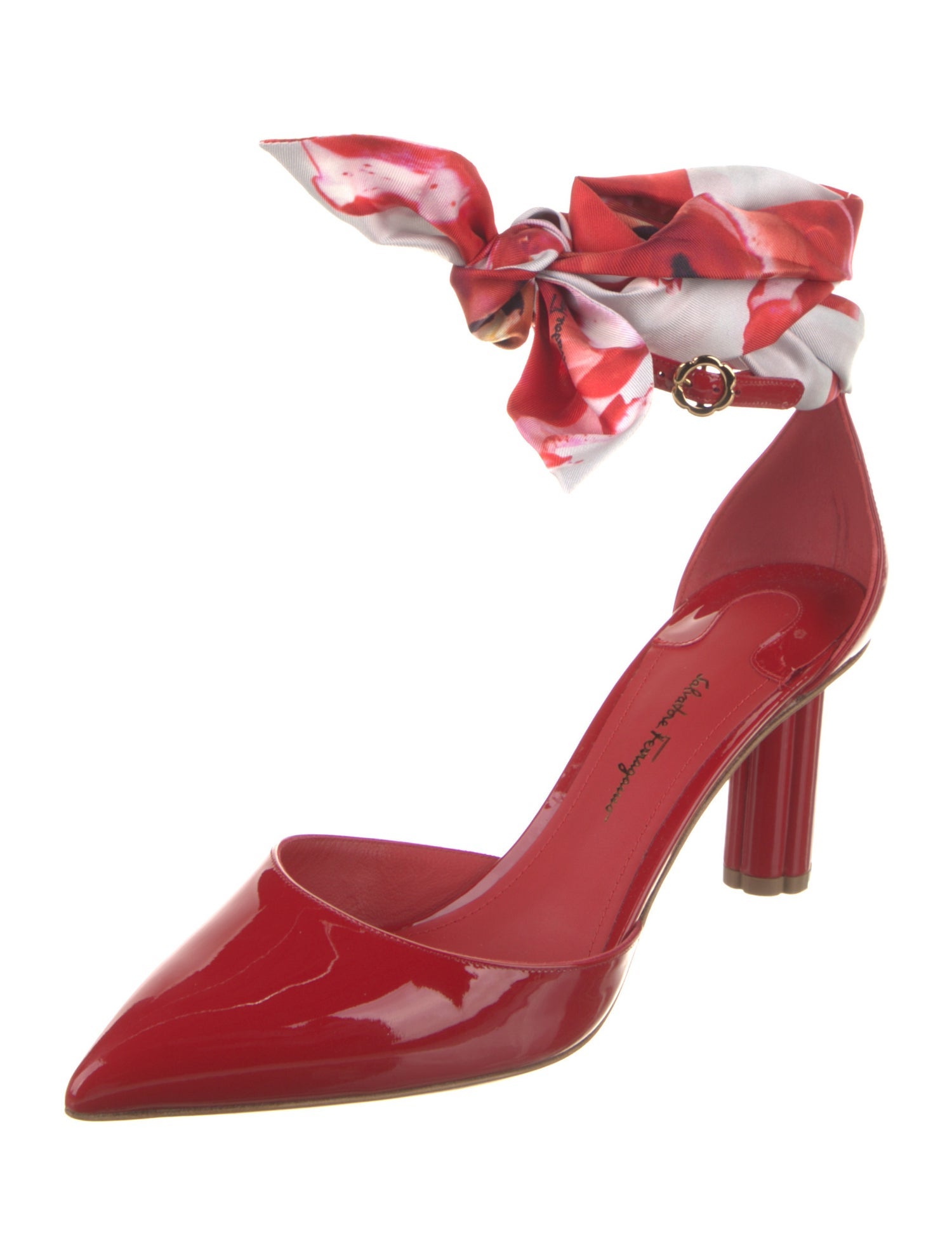 Salvatore Ferragamo Patent Leather Floral Print D'Orsay Pumps w/ Tags