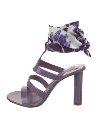 Salvatore Ferragamo Patent Leather Floral Print Gladiator Sandals