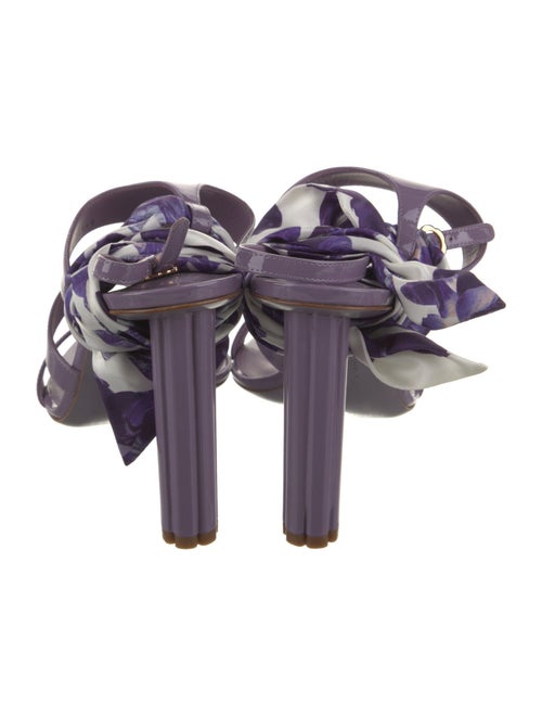 Salvatore Ferragamo Patent Leather Floral Print Gladiator Sandals