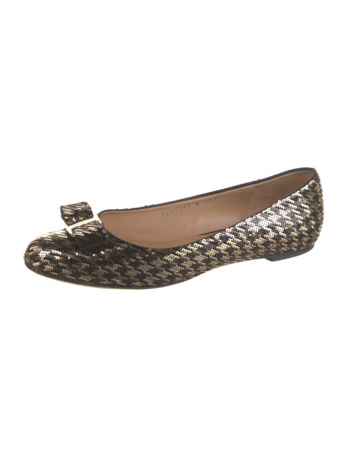 Salvatore Ferragamo Vara Bow Accent Sequins Ballet Flats