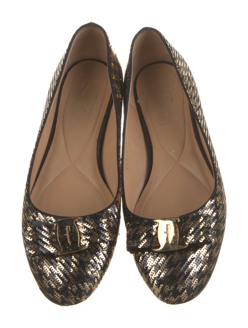 Salvatore Ferragamo Vara Bow Accent Sequins Ballet Flats