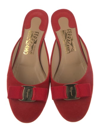 Salvatore Ferragamo Vara Bow Accent Suede Mules