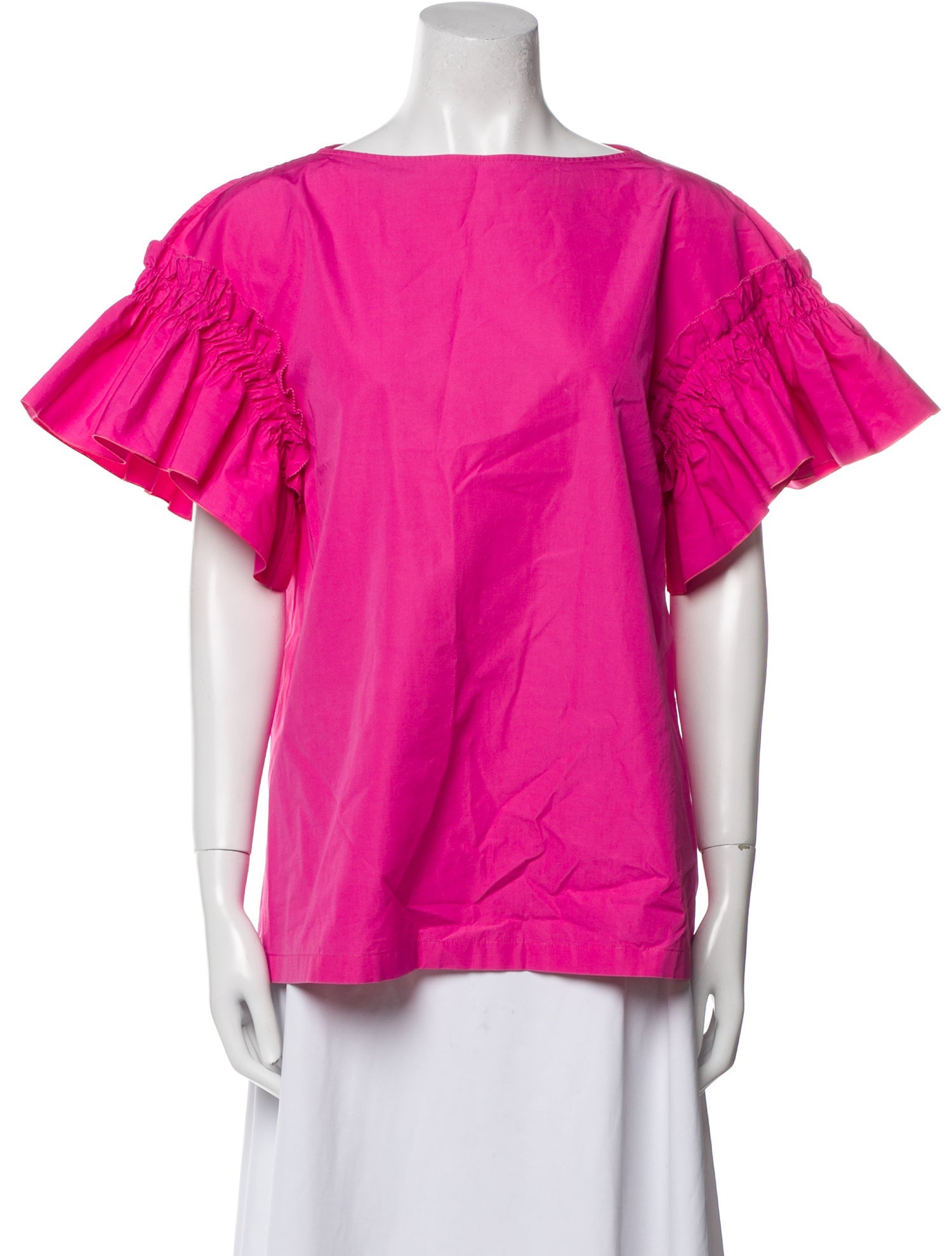 Salvatore Ferragamo Bateau Neckline Short Sleeve Blouse