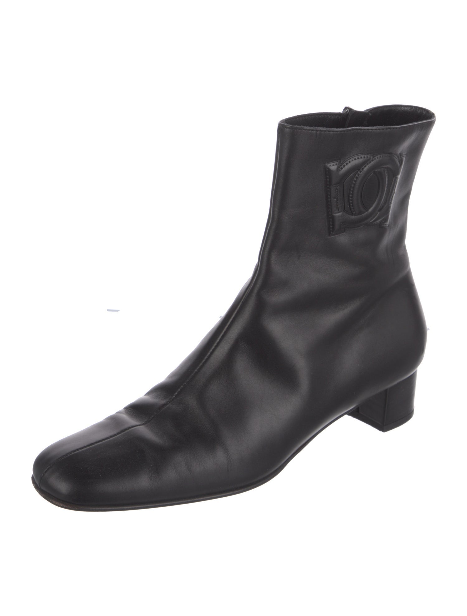 Salvatore Ferragamo Gancini Logo Leather Boots