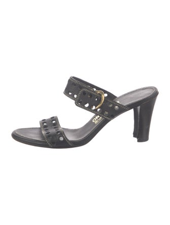 Salvatore Ferragamo Gancini Logo Leather Slides