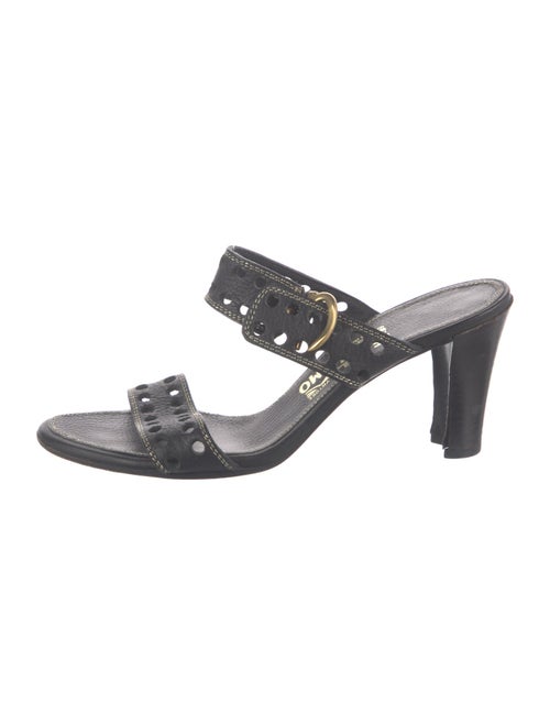 Salvatore Ferragamo Gancini Logo Leather Slides