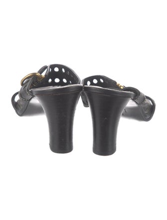 Salvatore Ferragamo Gancini Logo Leather Slides