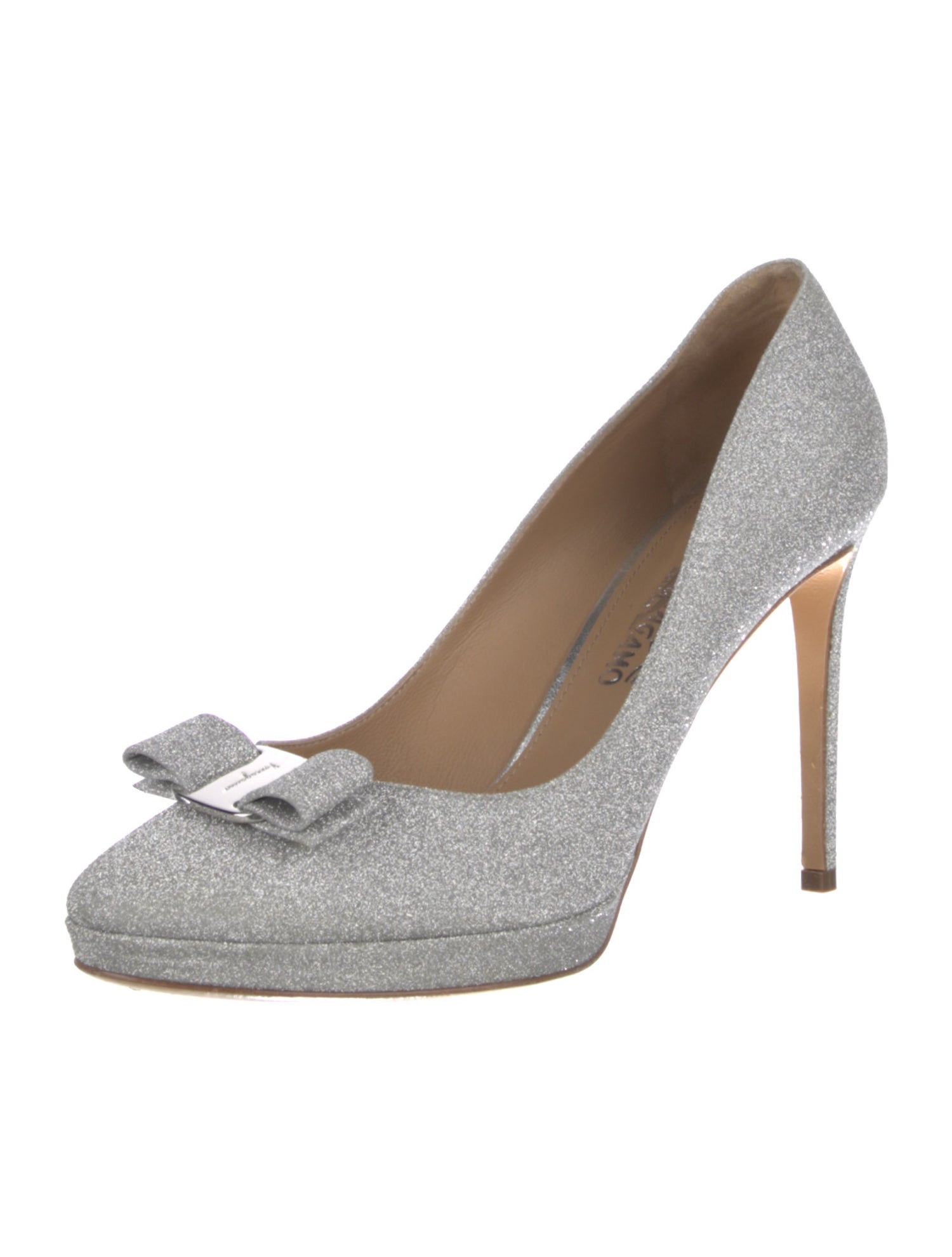 Salvatore Ferragamo Glitter Bow Accents Pumps