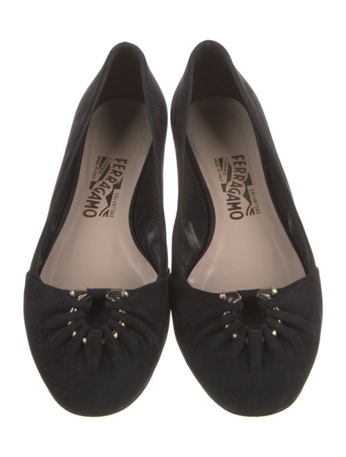 Salvatore Ferragamo Suede Chain-Link Accents Flats