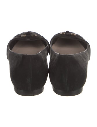 Salvatore Ferragamo Suede Chain-Link Accents Flats