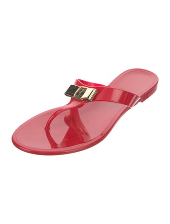 Salvatore Ferragamo Rubber Bow Accents Slides