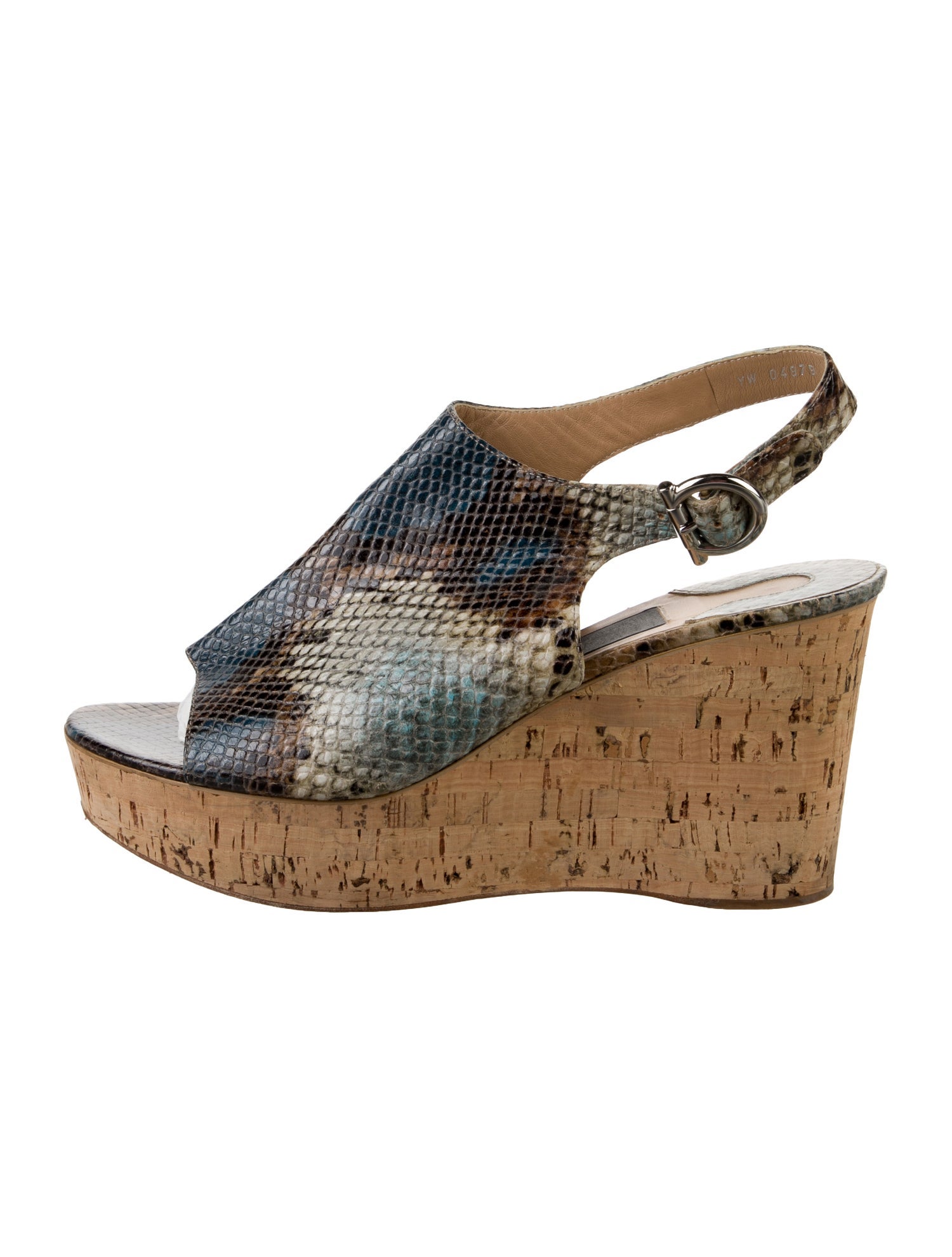 Salvatore Ferragamo Leather Animal Print Slingback Sandals