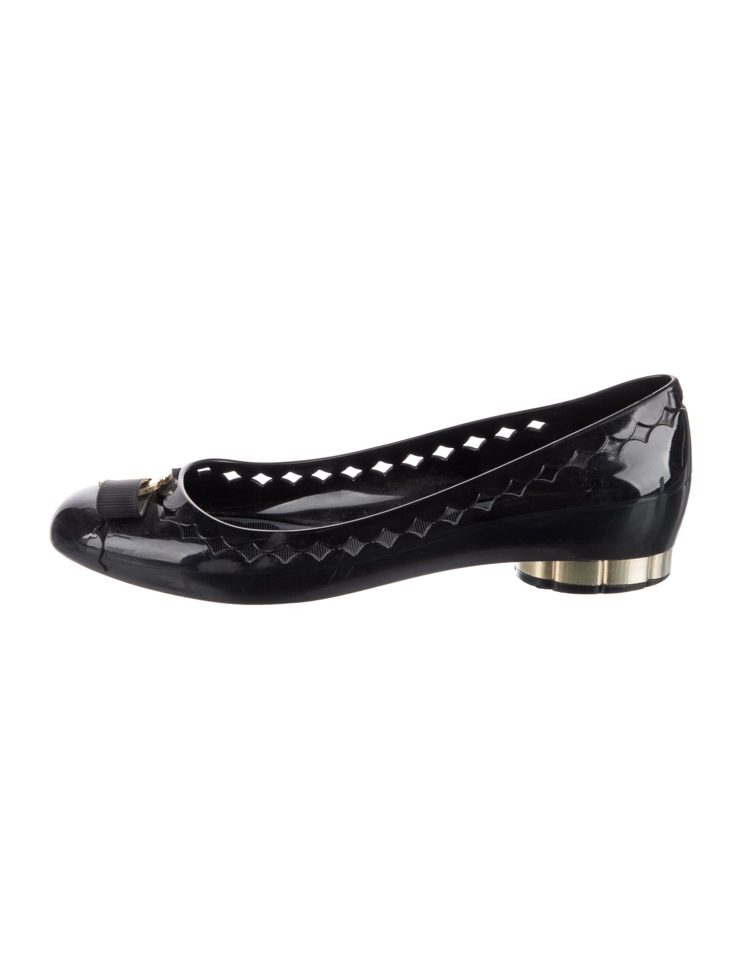 Salvatore Ferragamo Rubber Lasercut Accents Ballet Flats