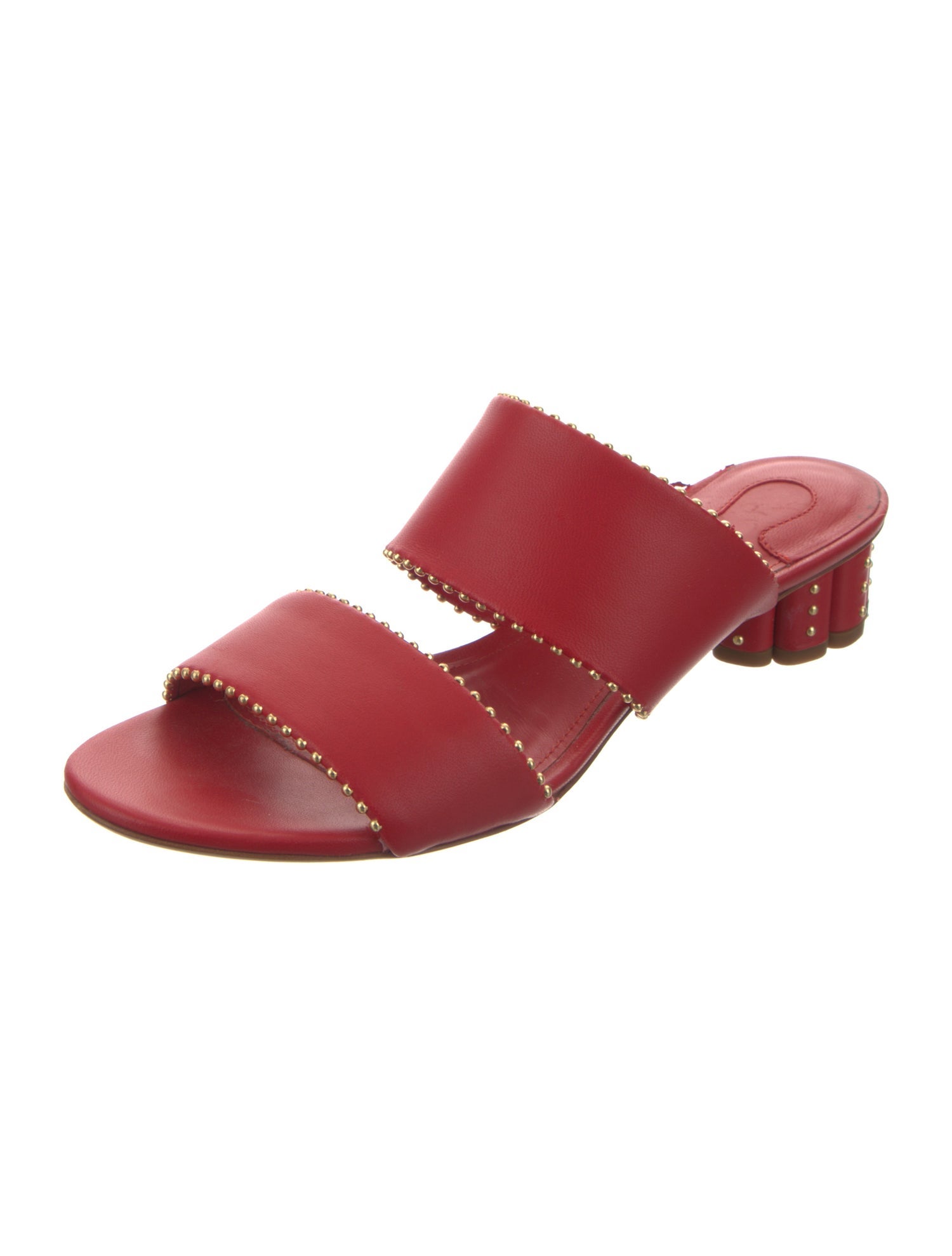 Salvatore Ferragamo Leather Studded Accents Slides