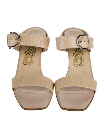 Salvatore Ferragamo Gancini Logo Leather Slides