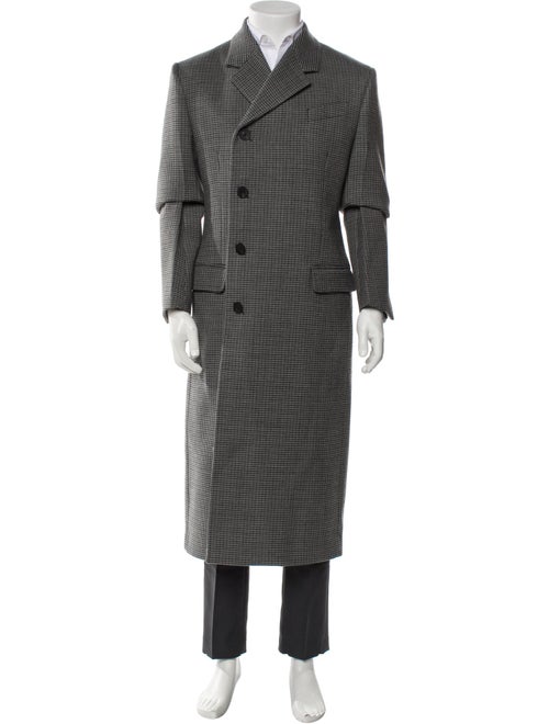Salvatore Ferragamo Virgin Wool Plaid Print Trench Coat