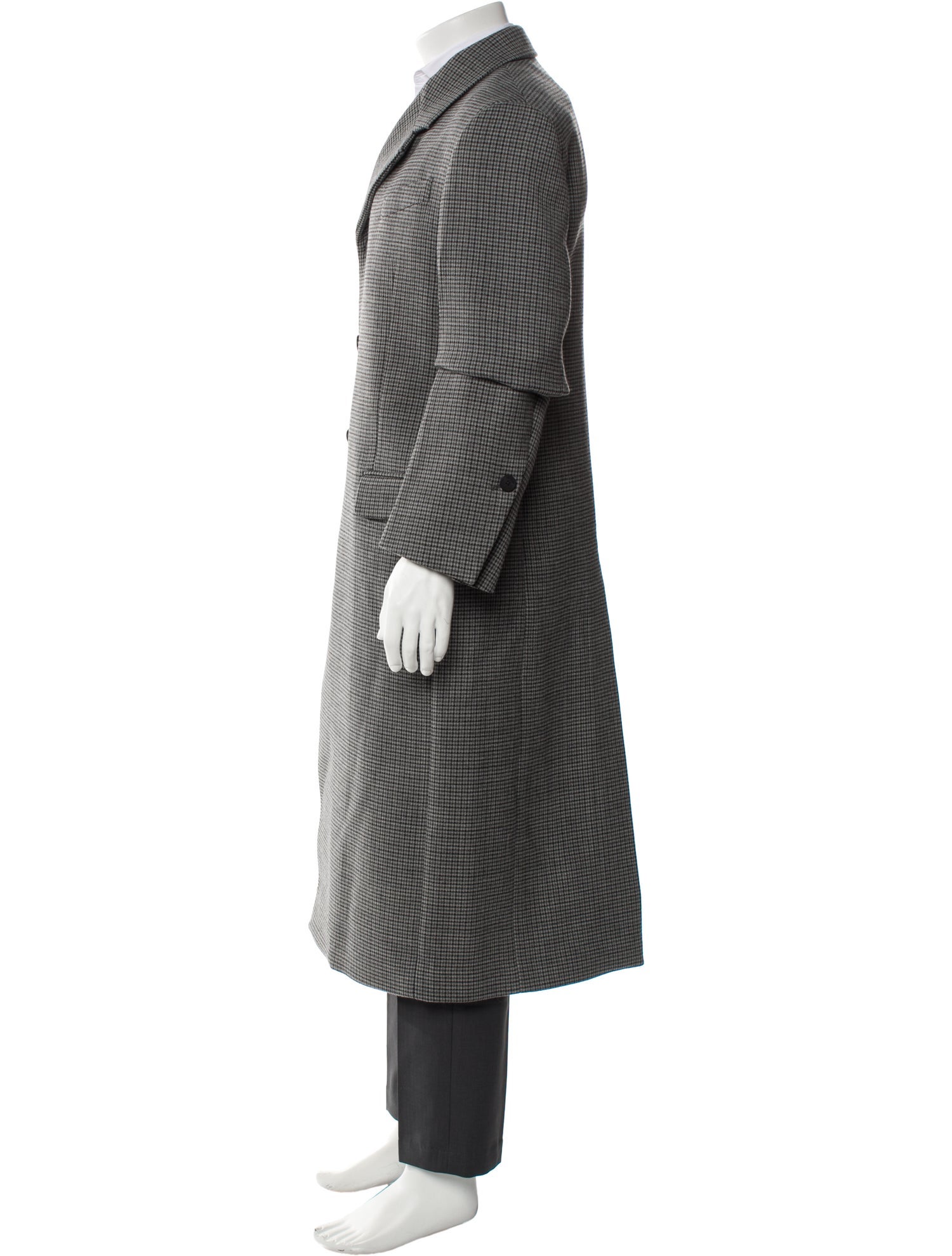 Salvatore Ferragamo Virgin Wool Plaid Print Trench Coat