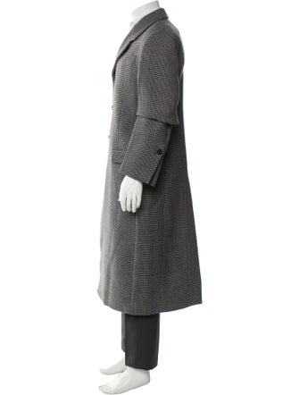 Salvatore Ferragamo Virgin Wool Plaid Print Trench Coat