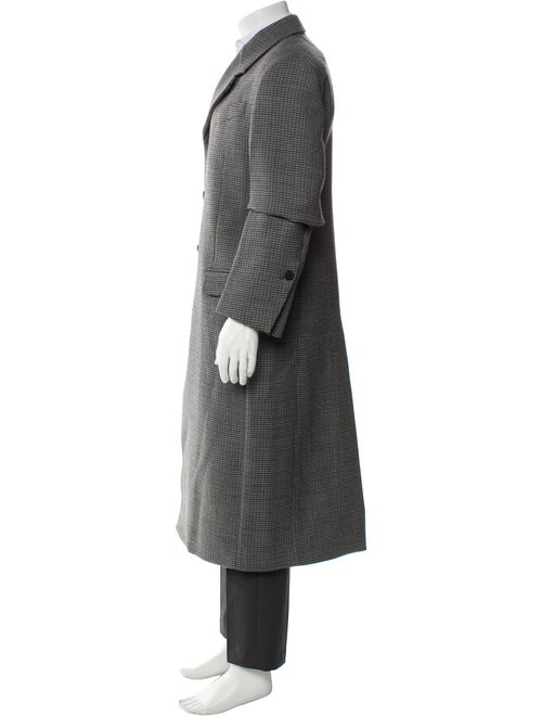 Salvatore Ferragamo Virgin Wool Plaid Print Trench Coat