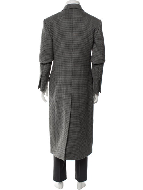 Salvatore Ferragamo Virgin Wool Plaid Print Trench Coat