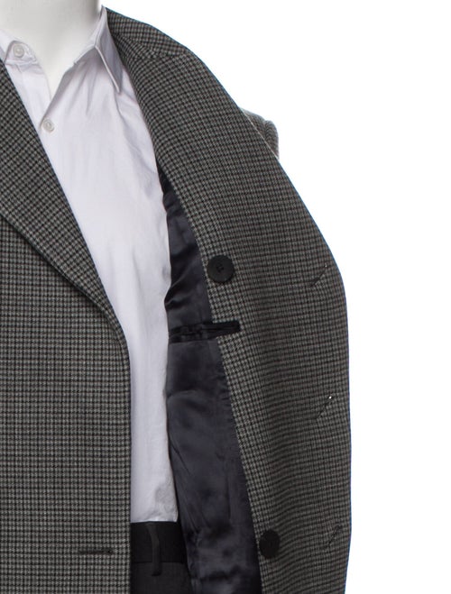 Salvatore Ferragamo Virgin Wool Plaid Print Trench Coat